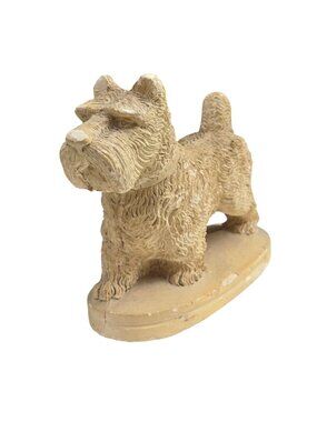 Vintage Scottie Dog Figure Statue Chalkware Scottish Terrier Shabby Cottagecore